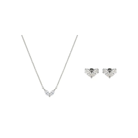 Lucent Heart – 925 Silber vergoldet Kette & Ohrringe Herz Zirkonia Suzan Gold