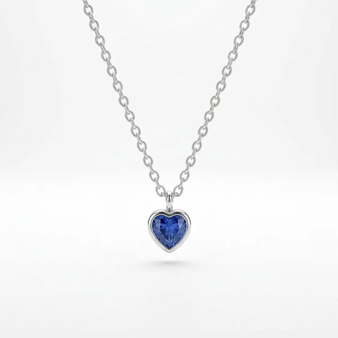 Blue Heart Necklace aus 925 Sterling Silber mit blauem Zirkonia, filigraner Schmuck für Damen, eleganter zeitloser Klassiker.