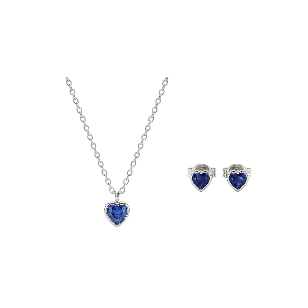 Sapphira – 925 Silber Schmuckset mit blauem Herz Anhänger & Ohrsteckern Suzan Gold