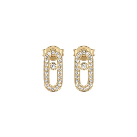 Oval Link Stud Earrings – 925 Sterling Silber Ohrstecker Oval Zirkonia - Suzan Gold