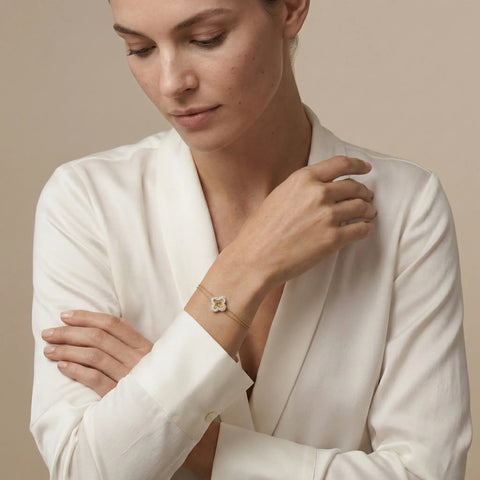 CloveraShine – 375 Echtgold Armband mit Kleeblatt Zirkonia - Suzan GoldArmbänder