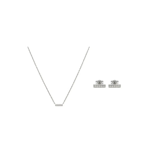 Linea Duo – 925 Silber vergoldet Kette & Ohrringe mit Zirkonia Linie - Suzan Gold