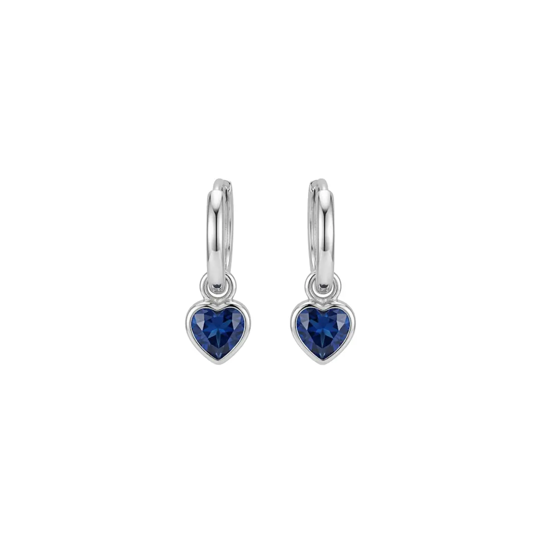 Heart Drop Earrings Blue – 925 Sterling Silber Creolen Herz Anhänger Suzan Gold