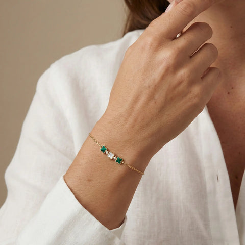 TréviaGlow – 375 Echtgold Armband mit Kleeblatt Trio - Suzan GoldArmbänder