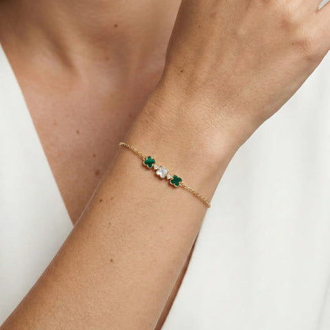 TréviaGlow – 375 Echtgold Armband mit Kleeblatt Trio - Suzan GoldArmbänder