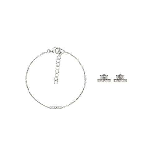 Linea Charm Duo – 925 Silber vergoldet Armband & Ohrringe Zirkonia Linie - Suzan Gold