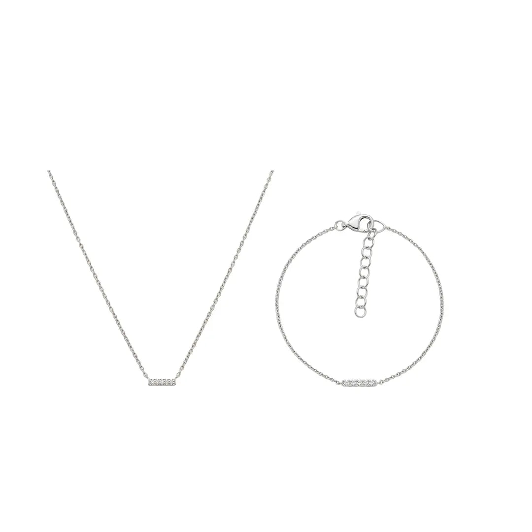 Linea Shine – 925 Silber vergoldet Kette & Armband mit Zirkonia Linie - Suzan Gold