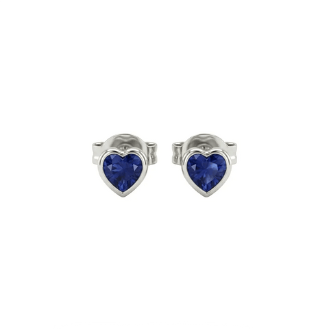 Heart Stud Earrings Blue – 925 Sterling Silber Ohrstecker Herz Blau - Suzan Gold