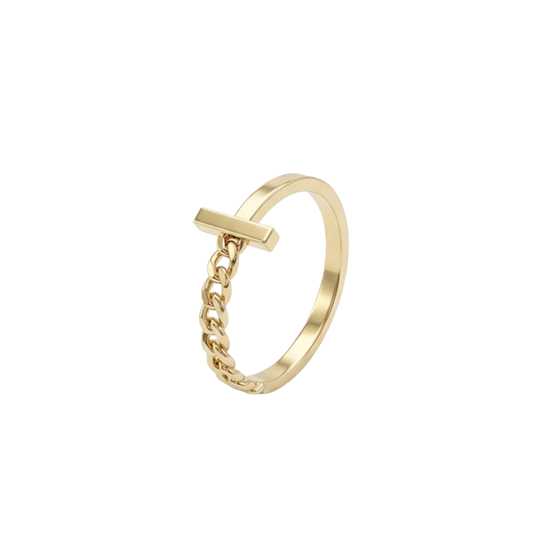 Chainova Bar Ring aus 375 Gelbgold, filigraner Schmuck für Damen, eleganter zeitloser Klassiker.