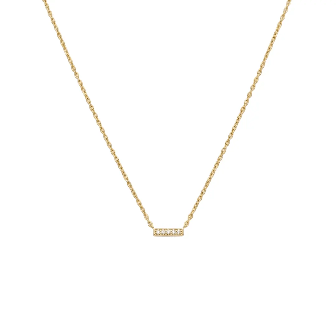 Bar Necklace Zirkonia aus 925 Sterling Silber vergoldet mit Zirkonia, filigraner Schmuck für Damen, eleganter zeitloser Klassiker.