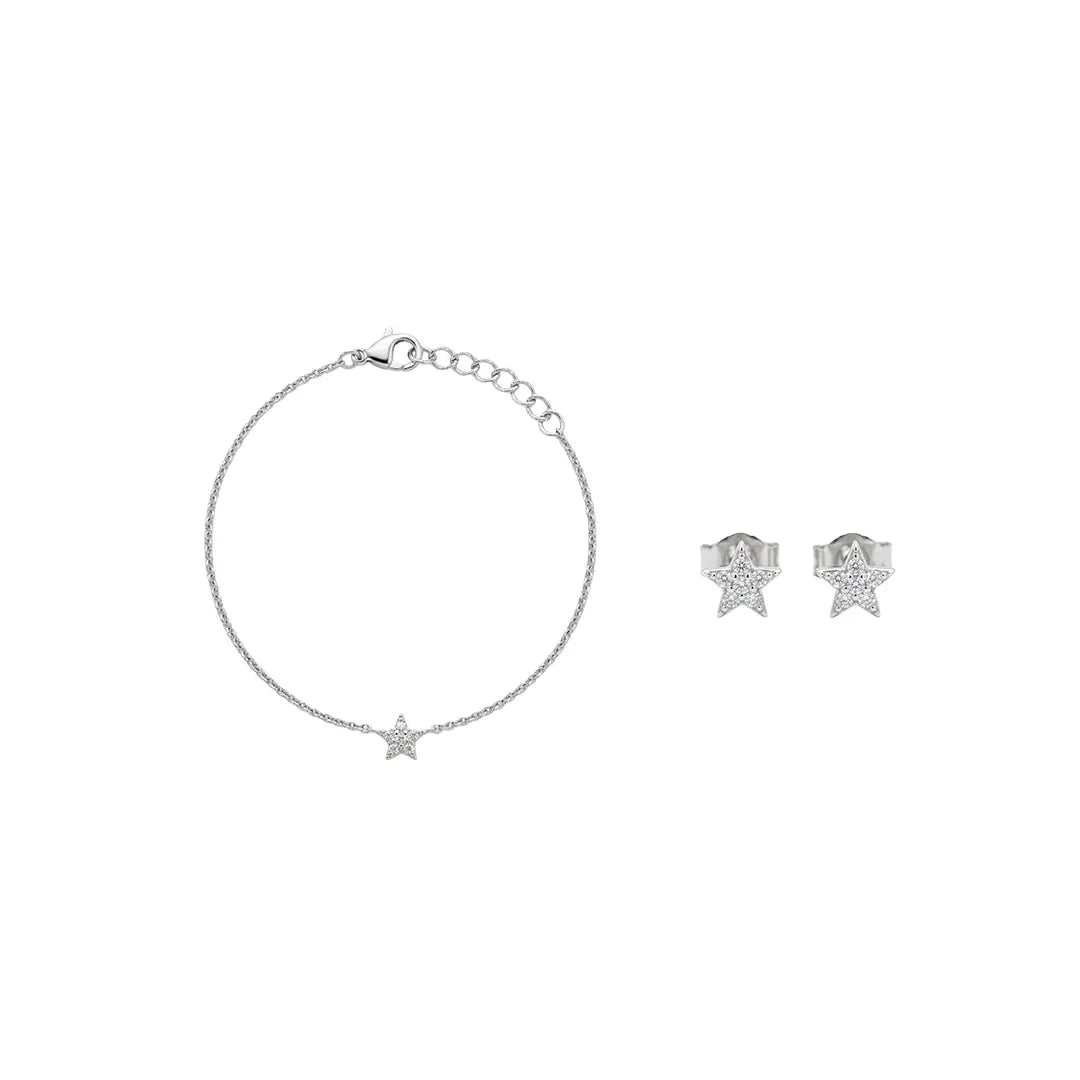 Stellara Luna – 925 Silber Armband & Ohrstecker mit funkelndem Stern und Zirkonia Suzan Gold