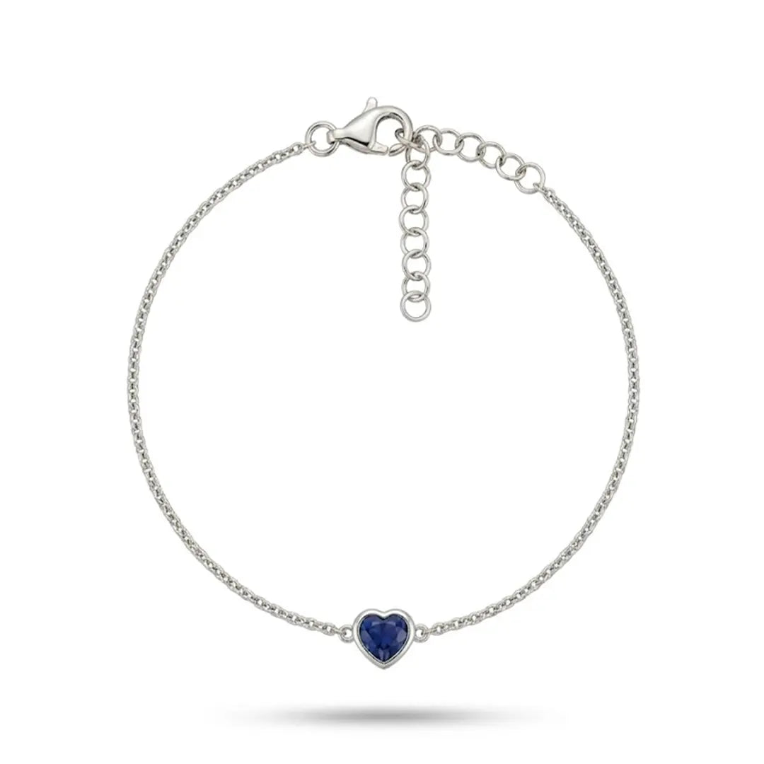 Blue Heart Bracelet – 925 Sterling Silber Armband mit blauem Herz Zirkonia - Suzan Gold