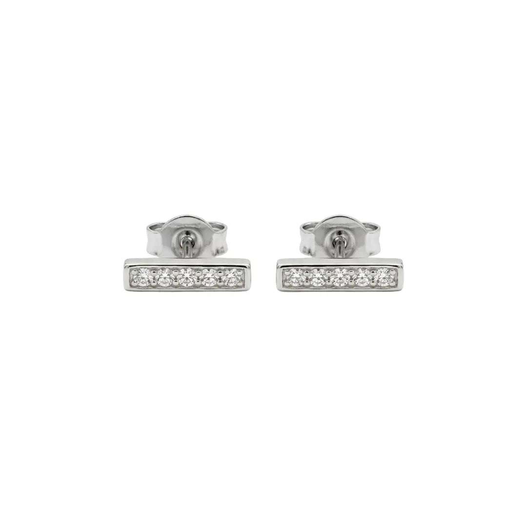 Bar Ohrstecker Zirkonia – 925 Sterling Silber Ohrringe - Suzan Gold