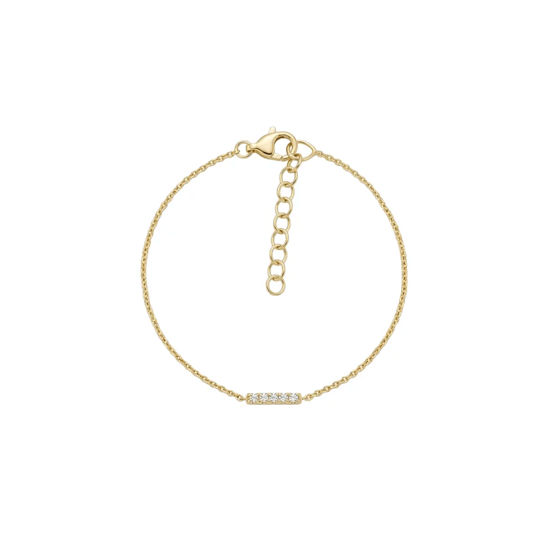 Bar Armband Zirkonia aus 925 Sterling Silber vergoldet mit Zirkonia, filigraner Schmuck für Damen, eleganter zeitloser Klassiker.