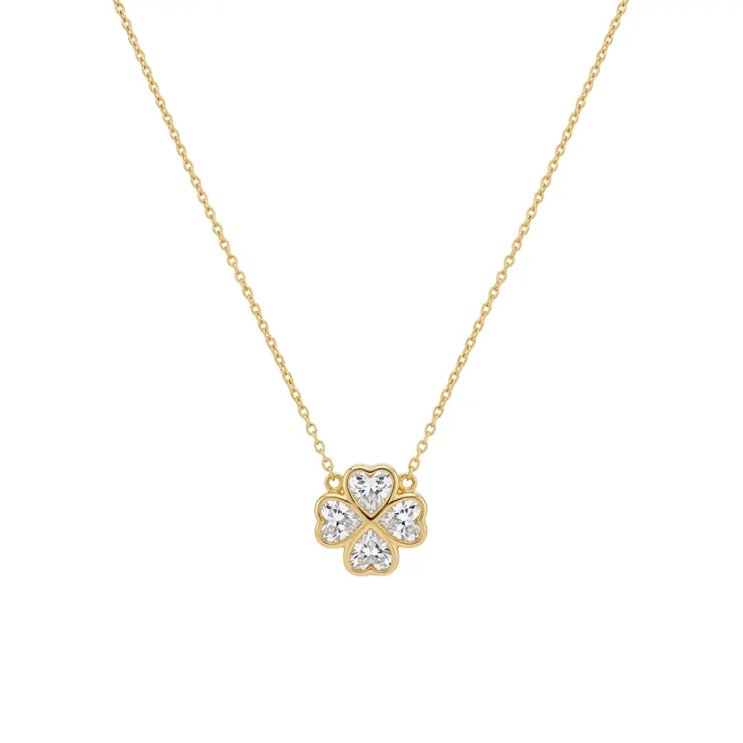 Kleeblatt Halskette Zirkonia aus 925 Sterling Silber vergoldet mit Zirkonia, filigraner Schmuck für Damen, eleganter zeitloser Klassiker.