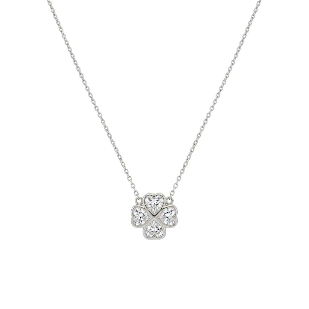 Kleeblatt Halskette Zirkonia – 925 Sterling Silber - Suzan Gold