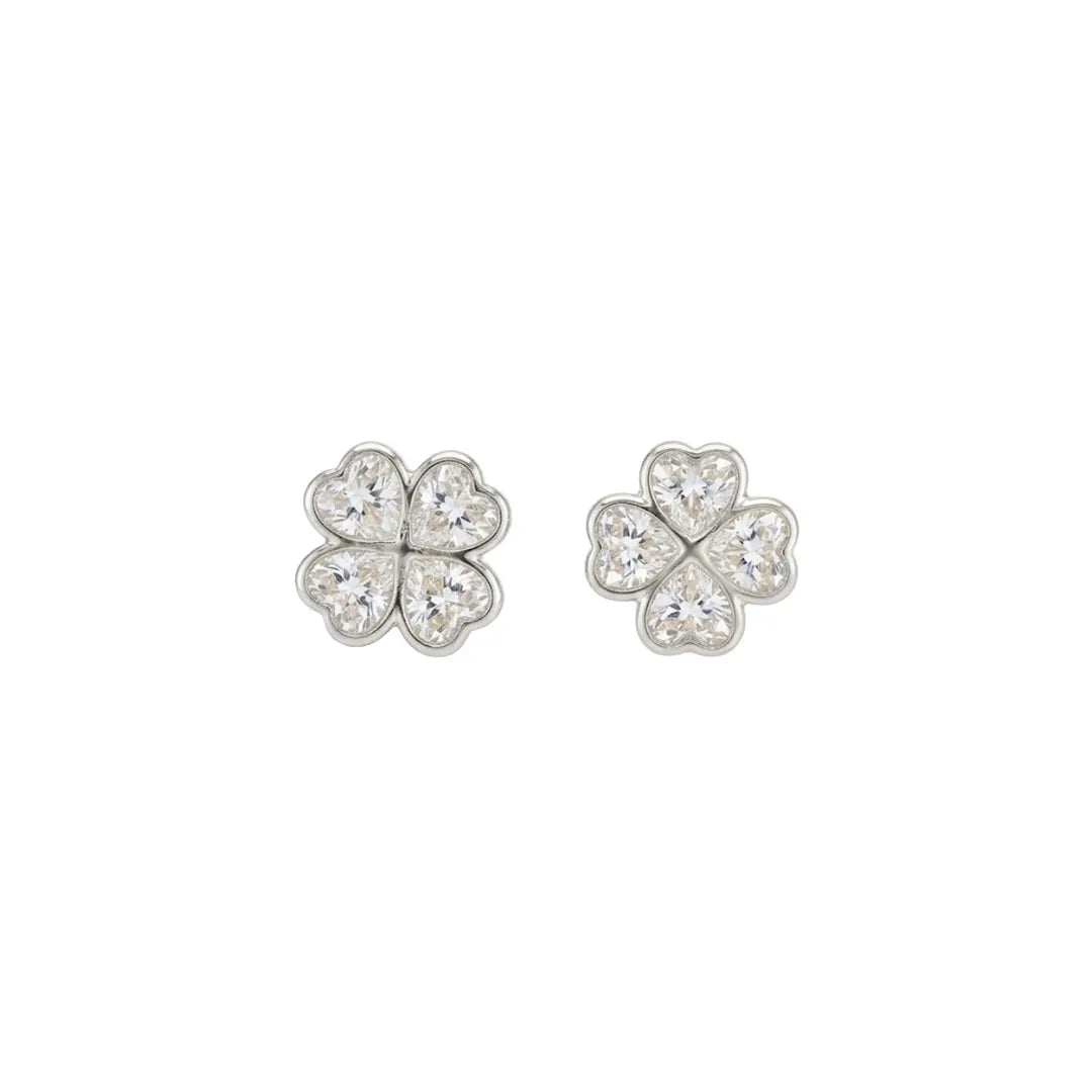Kleeblatt Ohrstecker Zirkonia – 925 Sterling Silber Ohrringe - Suzan Gold