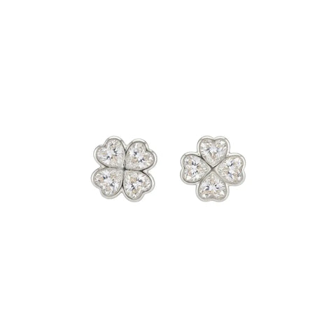 Kleeblatt Ohrstecker Zirkonia – 925 Sterling Silber Ohrringe - Suzan Gold