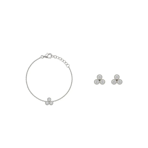Trivellea Grace – Vergoldetes 925 Silber Armband & Ohrstecker mit drei funkelnden Zirkonia - Elementen - Suzan Gold