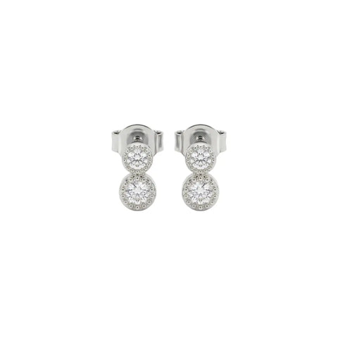 Zirkonia Ohrstecker Doppel – 925 Sterling Silber Ohrringe - Suzan Gold