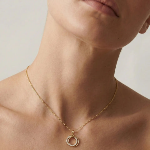 Ciréline Halo – 375 Echtgold Halskette mit offenem Kreis & Zirkonia - Suzan GoldHalskette