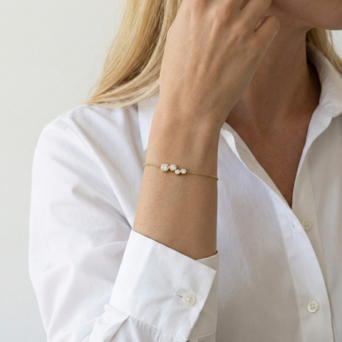 TriLume Spark – 375 Echtgold Armband mit 3 Zirkonia