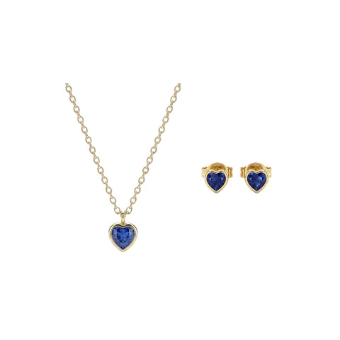 Sapphira – 925 Silber Schmuckset mit blauem Herz Anhänger & Ohrsteckern Suzan Gold