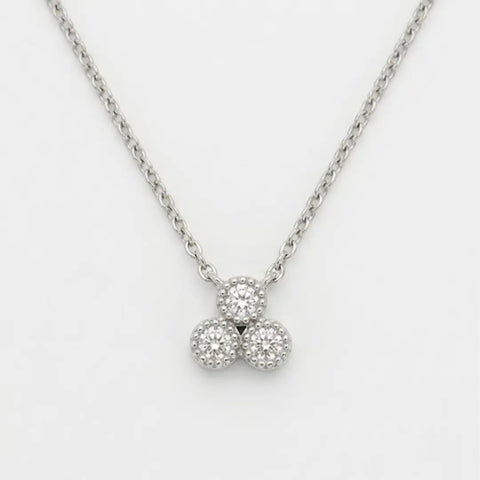 Drei Zirkonia Halskette Rund – 925 Sterling Silber Halskette - Suzan Gold