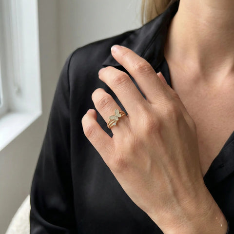 Butterfly Spark – 375 Solid Gold Butterfly Ring - Suzan GoldRing