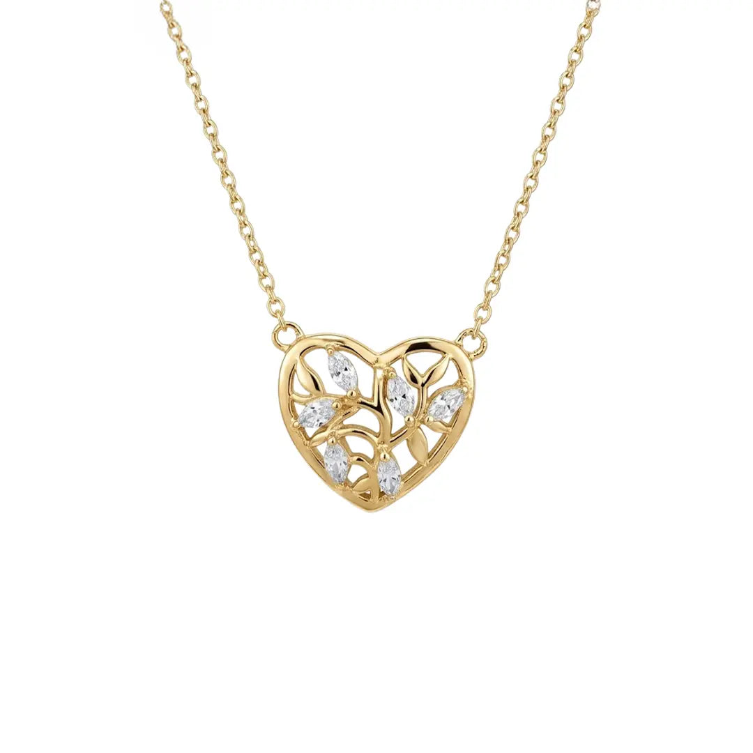 Herz Halskette 925 Sterling Silber aus 925 Sterling Silber vergoldet mit Zirkonia, filigraner Schmuck für Damen, eleganter zeitloser Klassiker.