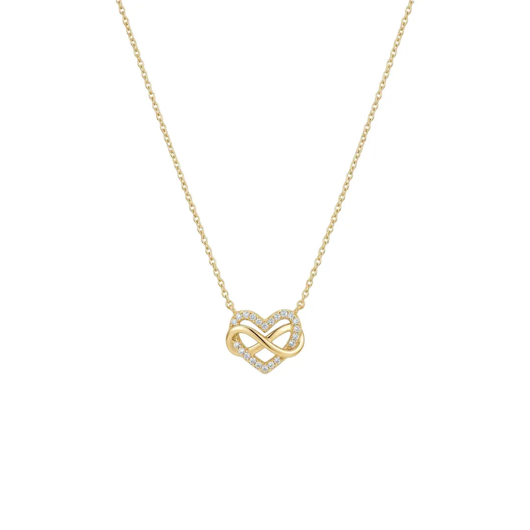 Unendlichkeit Herz Kette 925 Sterling Silber aus 925 Sterling Silber vergoldet mit Zirkonia, filigraner Schmuck für Damen, eleganter zeitloser Klassiker.
