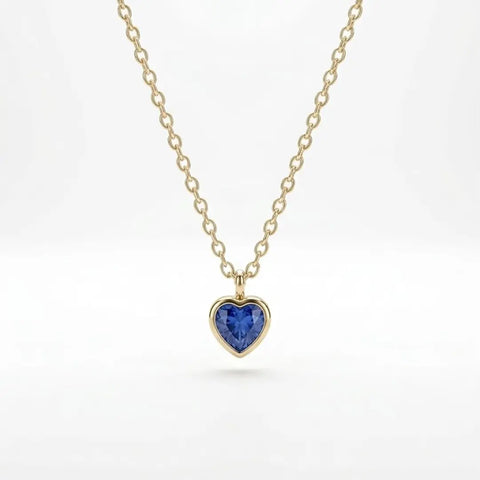 Blue Heart Necklace – 925 Sterling Silber Halskette mit blauem Herz Zirkonia Anhänger - Suzan Gold
