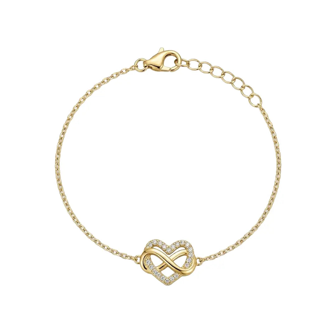 Unendlichkeit Herz Armband 925 Sterling Silber aus 925 Sterling Silber vergoldet mit Zirkonia, filigraner Schmuck für Damen, eleganter zeitloser Klassiker.