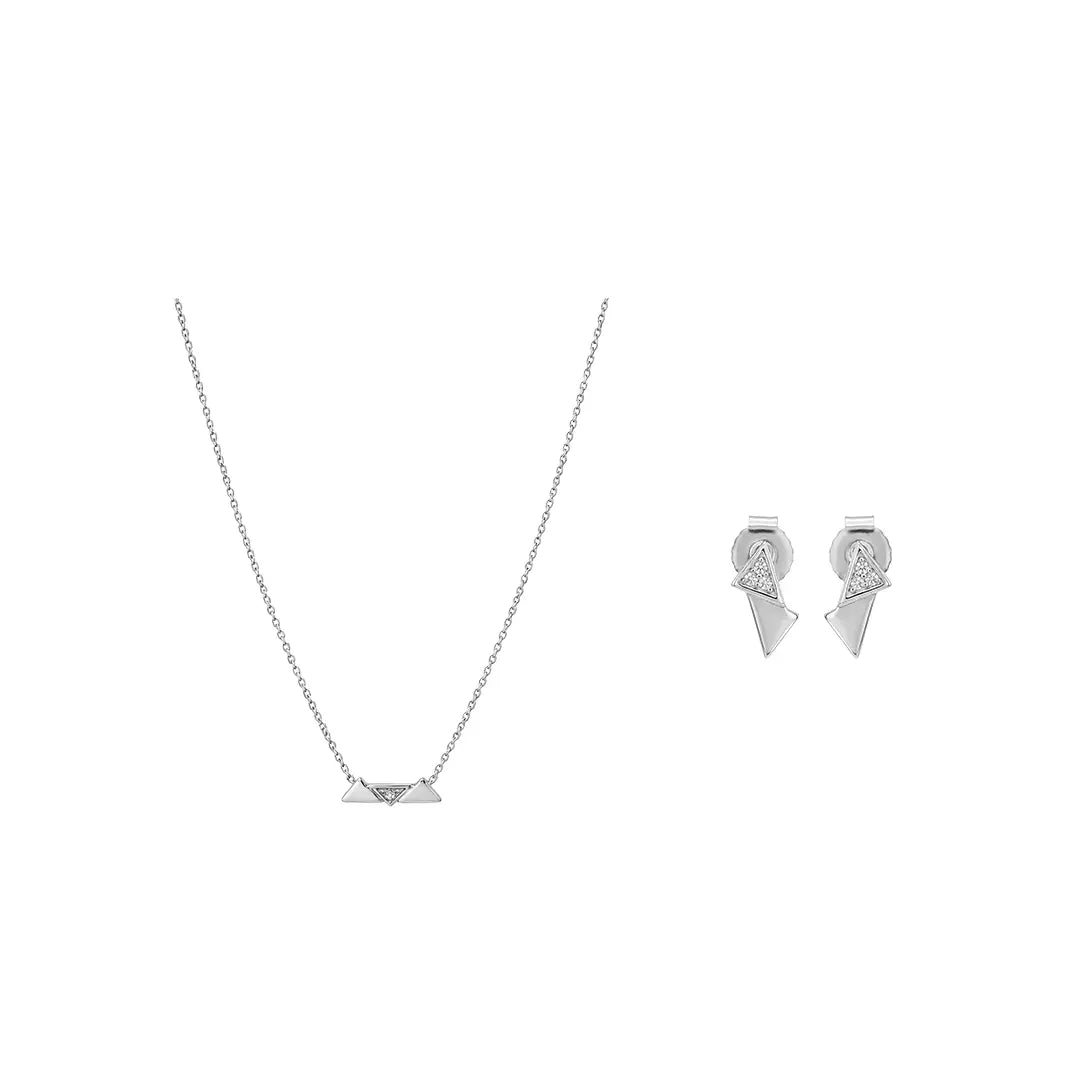 Triora Shine – 925 Silber vergoldet Dreieck Set Halskette Ohrringe - Suzan Gold