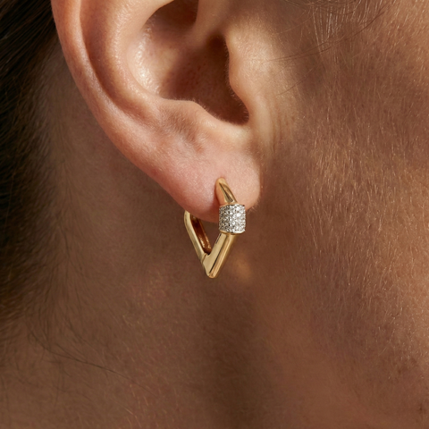 Aurexa Edge – 375 Echtgold Creolen mit Zirkonia Element