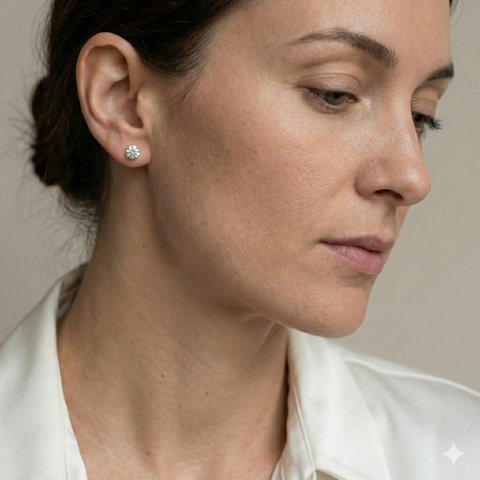 Solivéra Pure – 375 Echtgold Ohrstecker mit rundem Zirkonia Solitär