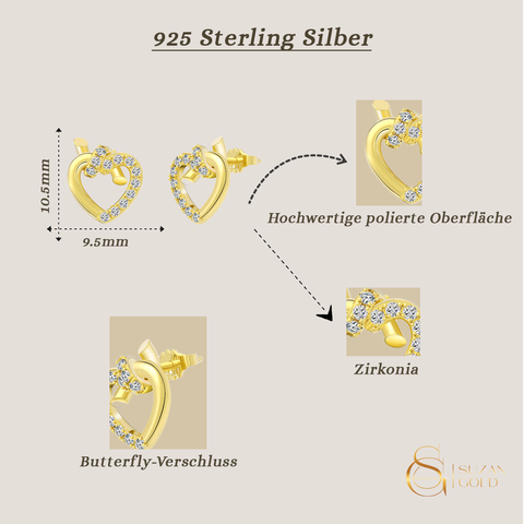 Heartlink – Herz Ohrstecker aus 925 Silber mit Zirkonia