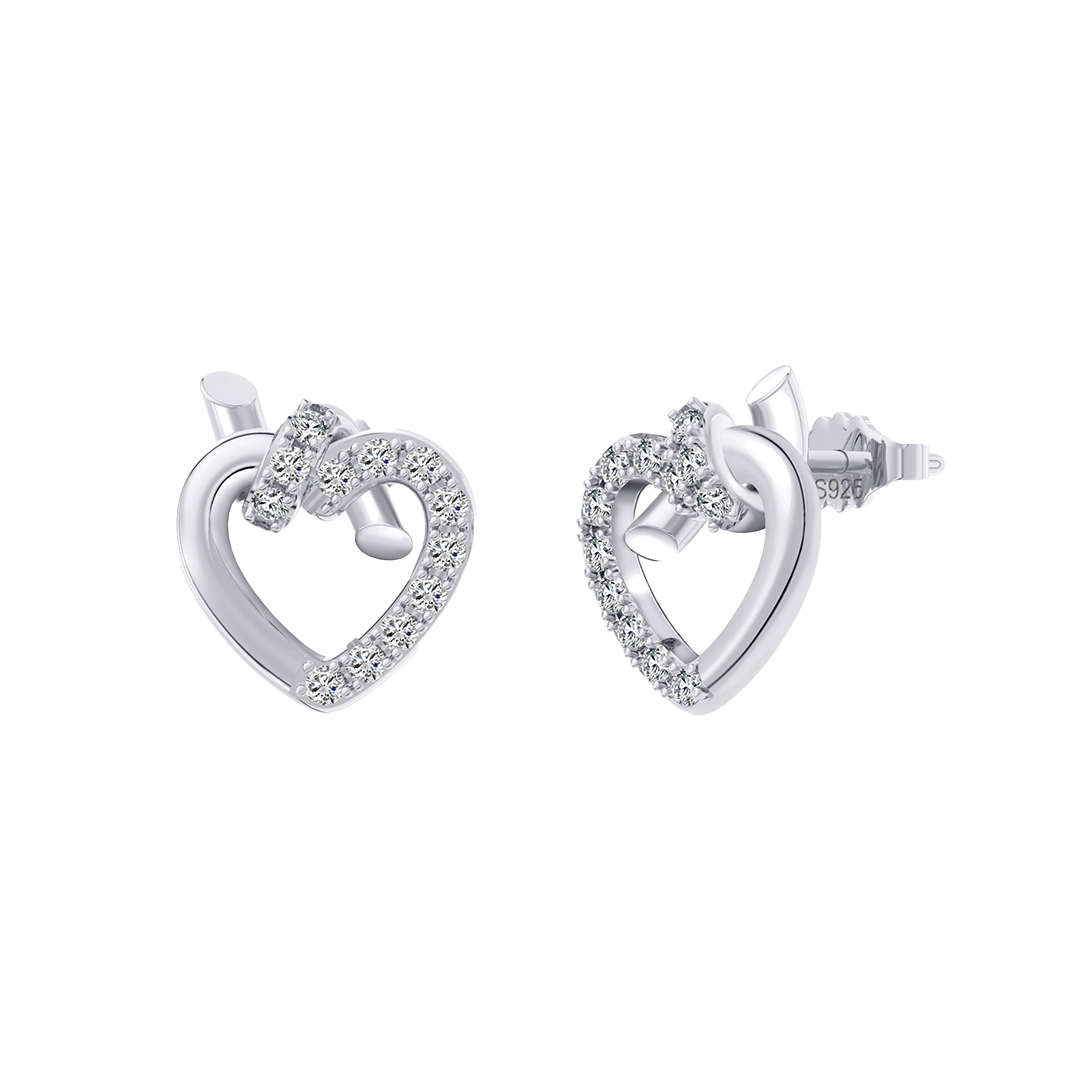 Heartlink – Herz Ohrstecker aus 925 Silber mit Zirkonia