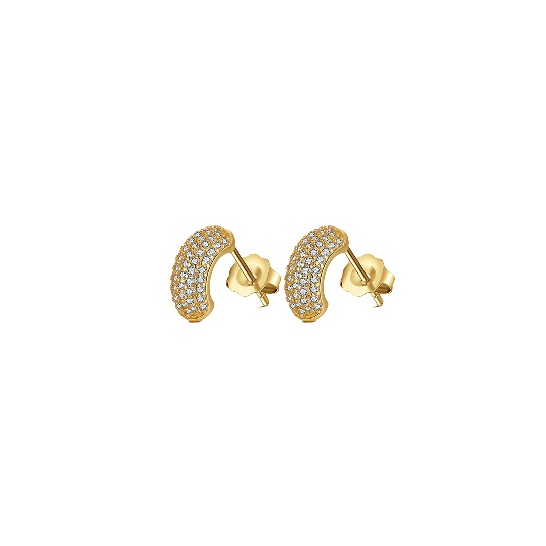 Sunflare – Halbcreolen mit Pavé-Zirkonia in Gold aus 925 Silber