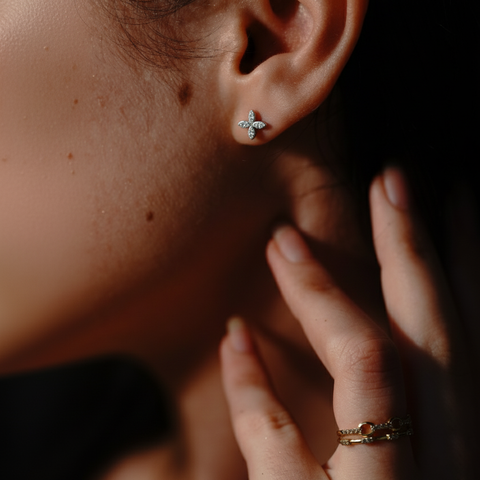 Serelina - Silber Ohrringe Kleeblatt mit Zirkonia Steinen