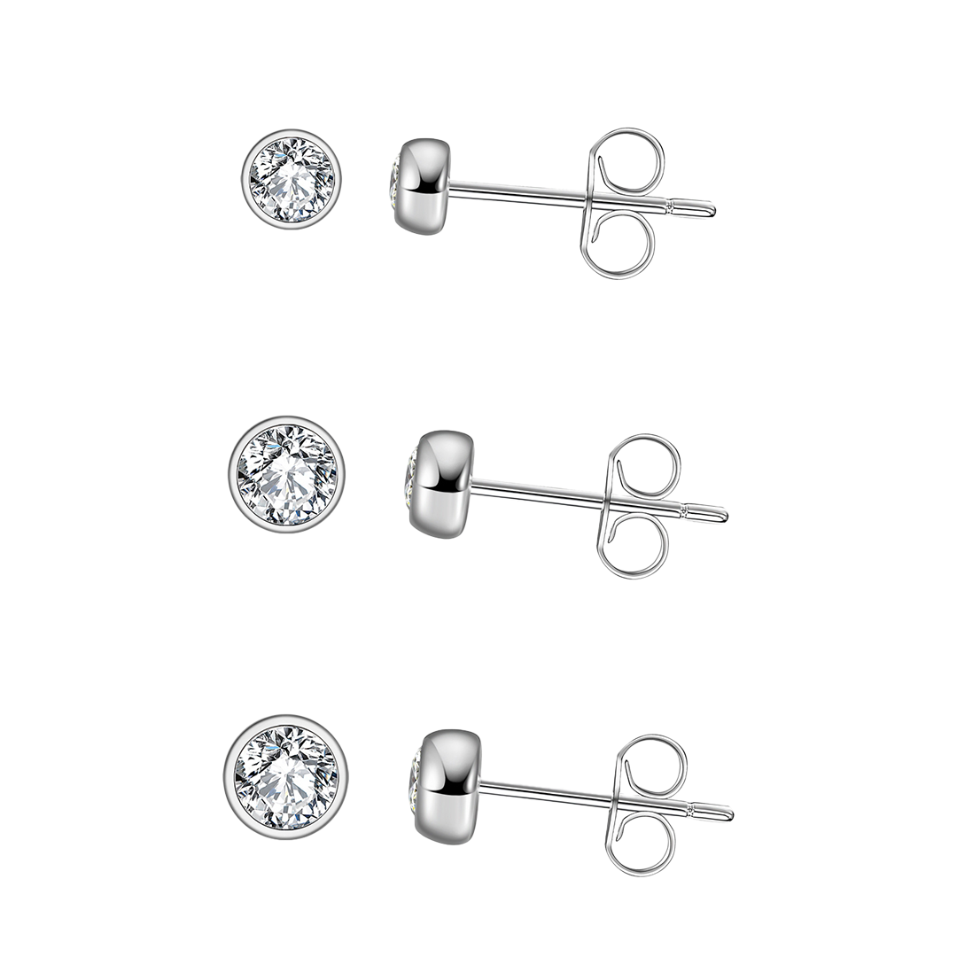 Zirella – 925 Silber Ohrstecker Damen | Zirkonia in 2 mm, 3 mm & 4 mm