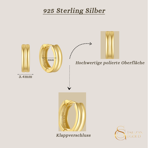 Glowline – Vergoldete Huggie-Creolen aus 925 Silber