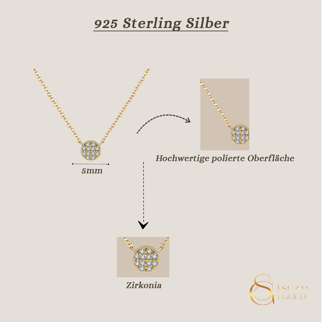 Milari Zirkonia-Kette aus 925 Silber – rund & elegant