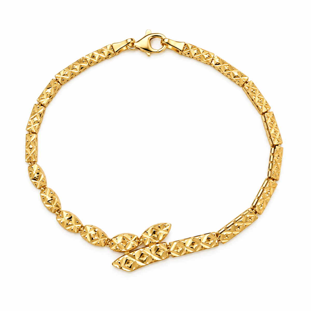 Diamond Leaf – Armband mit diamantierten Gliedern und Blatt-Detail aus 750 Gold Suzan Gold