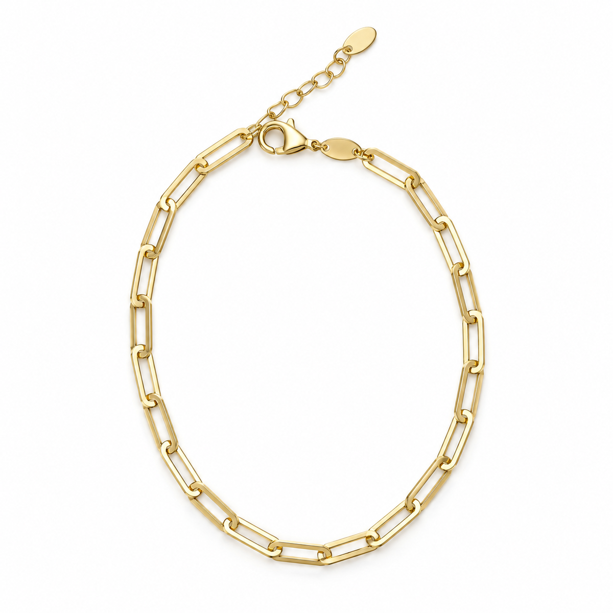 Paperclip Chain Gliederarmband aus 585 Gold mit länglichen Gliedern und Karabinerverschluss