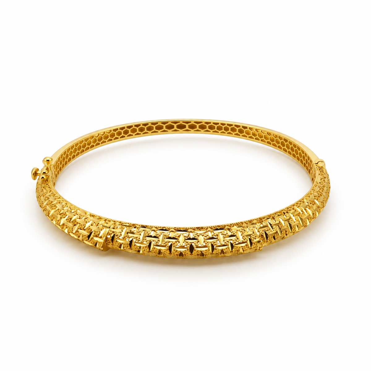 Woven Bangle – Schmaler Armreif mit Flechtmuster aus 750 Gold