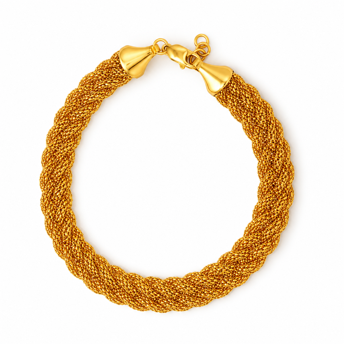 Braided Mesh – Breites geflochtenes Armband aus 875 Gold