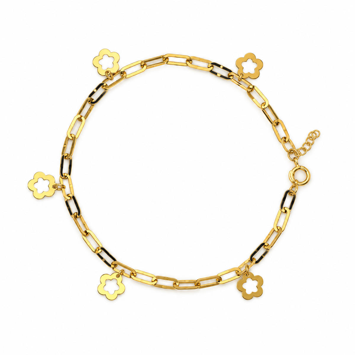 Charm Chain Armband aus 750 Gold mit verspielten Charms an Gliederkette – Blume