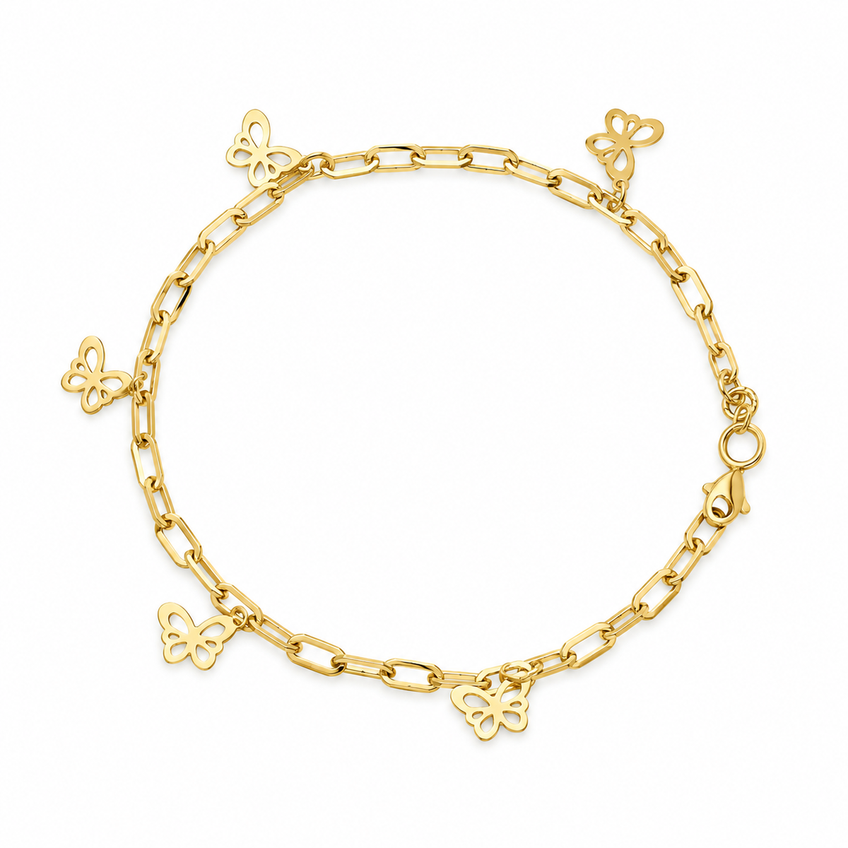 Charm Chain Armband aus 750 Gold mit verspielten Charms an Gliederkette – Schmetterling