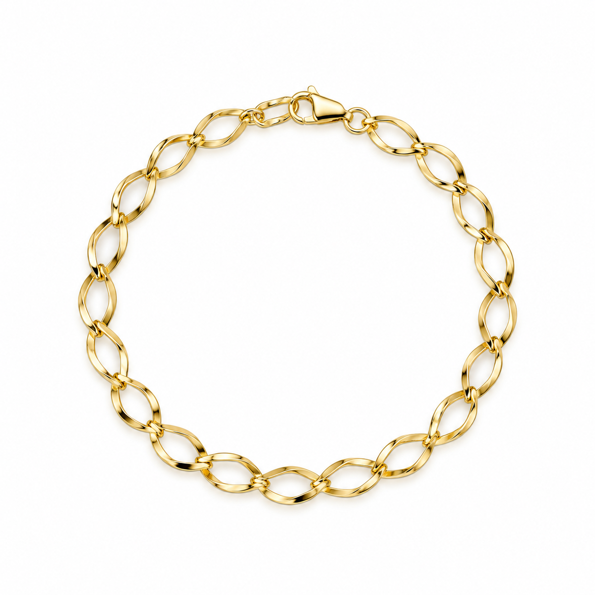 Marquise Link Gliederarmband aus 750 Gold mit geschwungenen Gliedern
